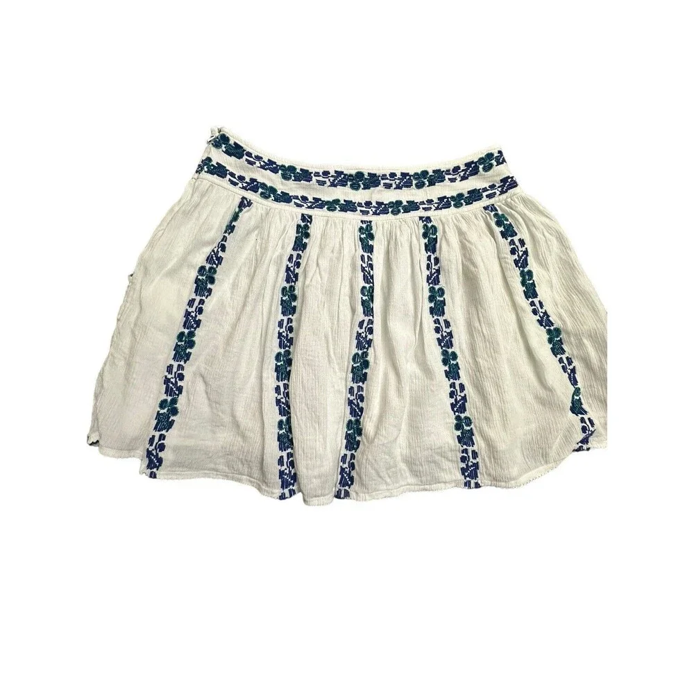 Tory Burch Size 8 Embroidered White Alexandria‎ Skirt Women’s Beaded #E13-5